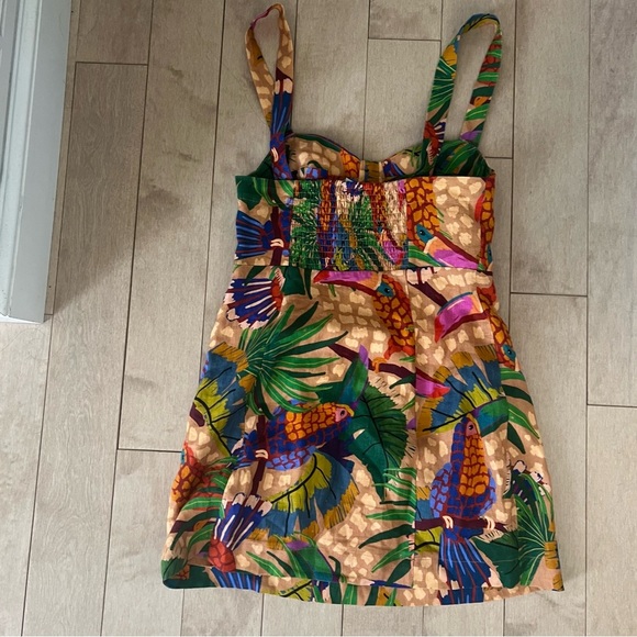 Farm Rio Sand Painted Toucans Linen Mini Dress - Picture 6 of 10